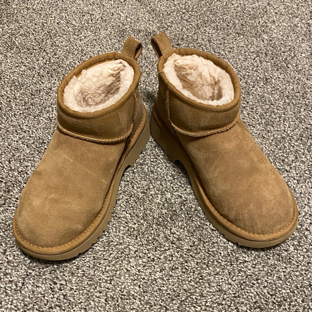 UGG Chestnut Shearling-Lined Short Winter Boots